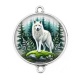 Connecteur Cabochon Argent - loup