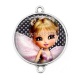 Connecteur Cabochon Argent - petite fille fée