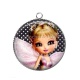 Pendentif Cabochon Argent - petite fille fée