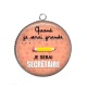 Pendentif Cabochon Argent - quand je serai grande je serai secrétaire
