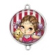 Connecteur Cabochon Argent - petite fille