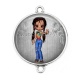 Connecteur Cabochon Argent - petite fille
