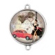 Connecteur Cabochon Argent - pin up