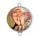 Connecteur Cabochon Argent - pin up