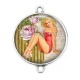 Connecteur Cabochon Argent - pin up