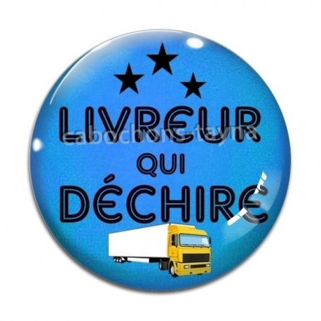 Cabochon Verre -  livreur qui déchire