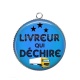 Pendentif Cabochon Argent -  livreur qui déchire
