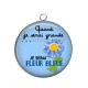 Pendentif Cabochon Argent - quand je serai grand je serai fleur bleue