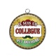 Pendentif Cabochon Argent - collègue qui déchire