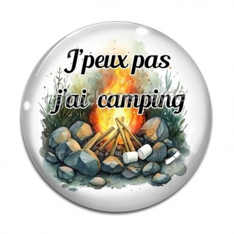 Cabochon Verre - j'peux pas j'ai camping