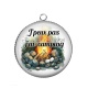 Pendentif Cabochon Argent - j'peux pas j'ai camping