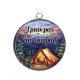 Pendentif Cabochon Argent - j'peux pas j'ai camping
