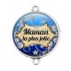 Connecteur Cabochon Argent - maman la plus jolie