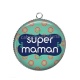 Pendentif Cabochon Argent - super maman