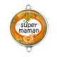 Connecteur Cabochon Argent - super maman