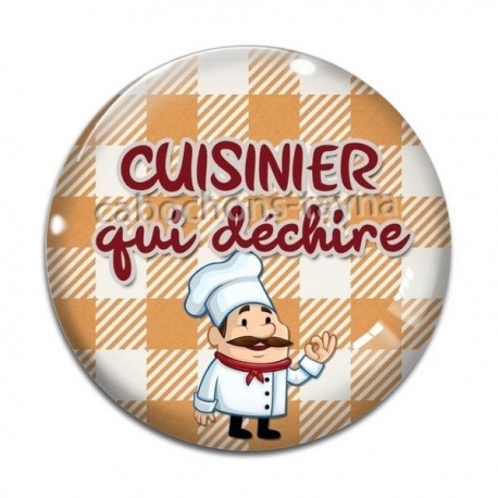 Cabochon Verre - cuisinier qui déchire
