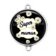 Connecteur Cabochon Argent - super maman