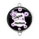 Connecteur Cabochon Argent - super maman