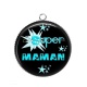 Pendentif Cabochon Argent - super maman