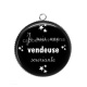 Pendentif Cabochon Argent - je suis une vendeuse souriante