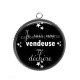 Pendentif Cabochon Argent - je suis une vendeuse qui déchire