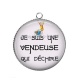 Pendentif Cabochon Argent - je suis une vendeuse qui déchire
