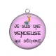 Pendentif Cabochon Argent - je suis une vendeuse qui déchire