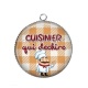 Pendentif Cabochon Argent - cuisinier qui déchire