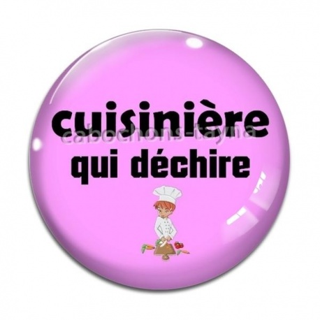 Cabochon Verre - cuisinière qui déchire