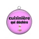 Pendentif Cabochon Argent - cuisinière qui déchire