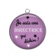 Pendentif Cabochon Argent - je suis une directrice qui déchire