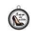 Pendentif Cabochon Argent - je suis une chef qui déchire