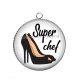 Pendentif Cabochon Argent - super chef