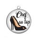 Pendentif Cabochon Argent - chef au top