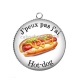 Pendentif Cabochon Argent - j'peux pas j'ai hot-dog