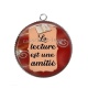 Pendentif Cabochon Argent - La lecture est une amitié