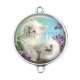 Connecteur Cabochon Argent - chat chaton