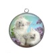 Pendentif Cabochon Argent - chat chaton