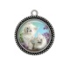 Pendentif Cabochon Argent - chat chaton