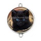 Connecteur Cabochon Argent - chat chaton