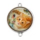 Connecteur Cabochon Argent - chat