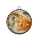 Pendentif Cabochon Argent - chat