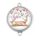 Connecteur Cabochon Argent - chat coeur
