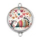 Connecteur Cabochon Argent - chat coeur