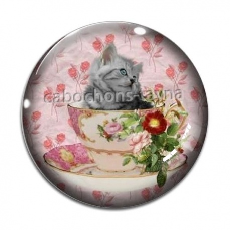 Cabochon Verre - chat