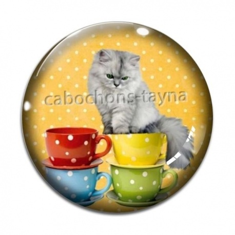 Cabochon Verre - chat