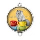Connecteur Cabochon Argent - chat