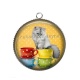 Pendentif Cabochon Argent - chat