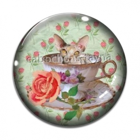 Cabochon Verre - chat