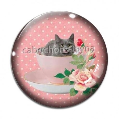 Cabochon Verre - chat